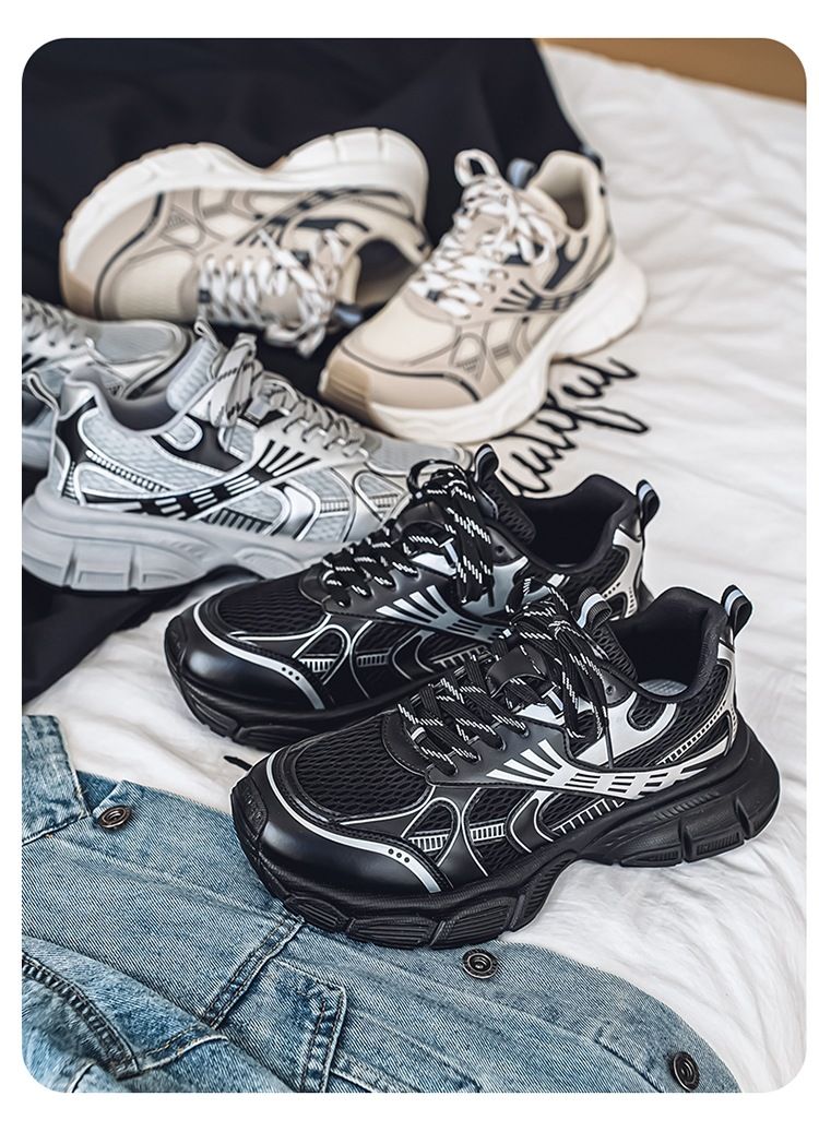 Fall/Winter 2025 New Breathable Mesh Sneakers Chunky-Sole Casual Dad Shoes Stylish And Versatile_voghion.com