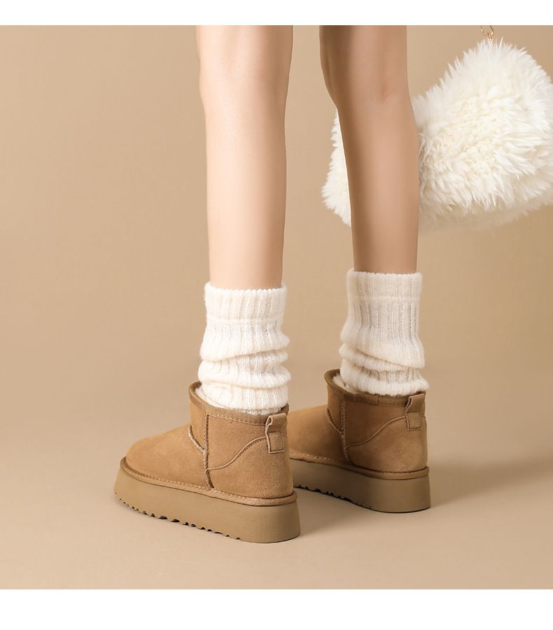 Damenschuhe Schneestiefel Winter Pelz Eins Mit Wolle Verdickung Warm Erhöhen Brot Baumwolle Schuhe_voghion.com
