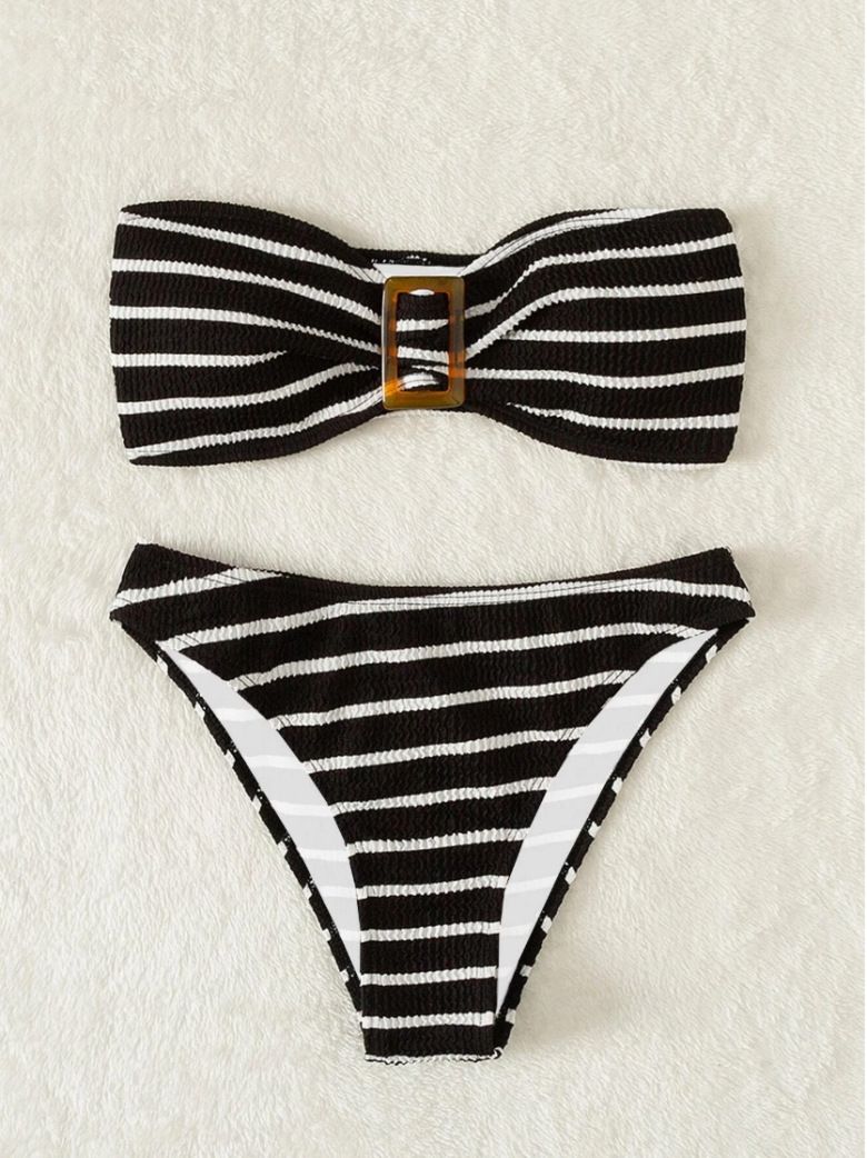 Gestreiftes 2-teiliges Bikini-Bademode-Set für Damen_voghion.com