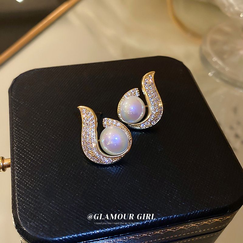 Orecchini pendenti a forma di cuore con perle in argento coreano 2025, nuovi, alla moda, eleganti e semplici, per le donne_voghion.com