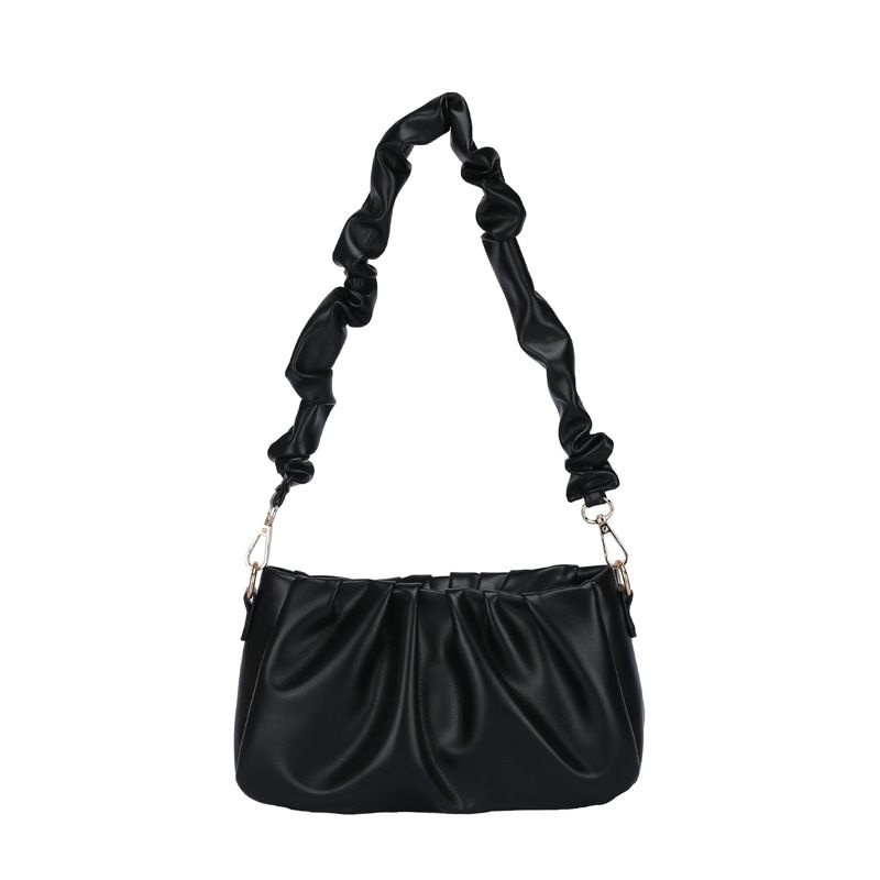 Borsa a tracolla versatile con tracolla a nicchia testurizzata e motivo a nuvola bianca plissettata da donna, estate 2025_voghion.com