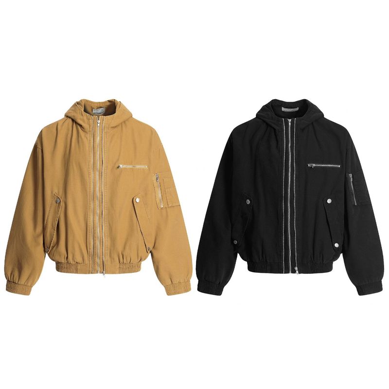 Eon Modish 25 Autumn New American Fashion High Street Personality Split Loose Hooded Jacket Coat_voghion.com