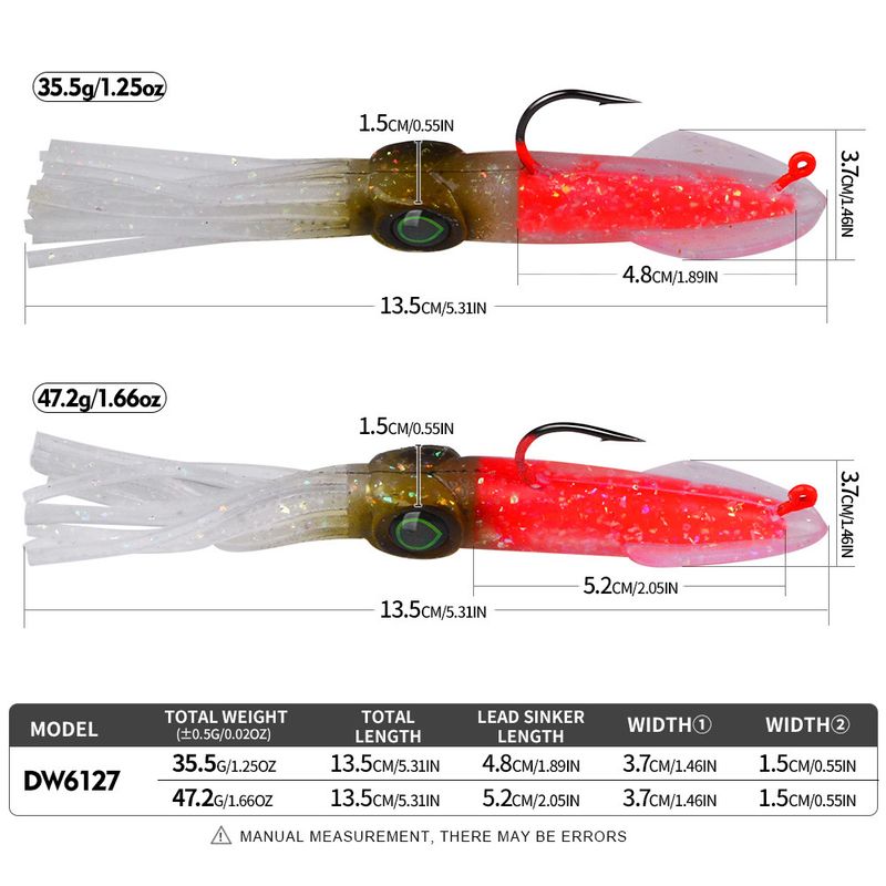 Squid Lure Bionic Luminous UV 13cm Built-in Lead Head Hook Soft Cuttlefish Octopus Bait_voghion.com