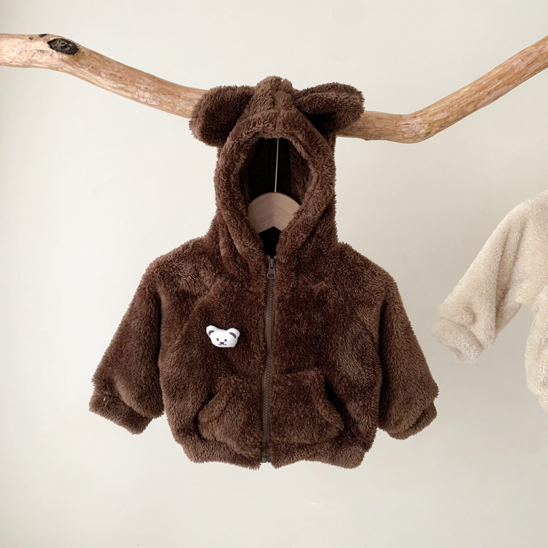 Babykleidung Winterbär Plüsch süßer Mantel Baby plus Kaschmir warmer ausländischer Stil dicker Mantel Modekleidung_voghion.com