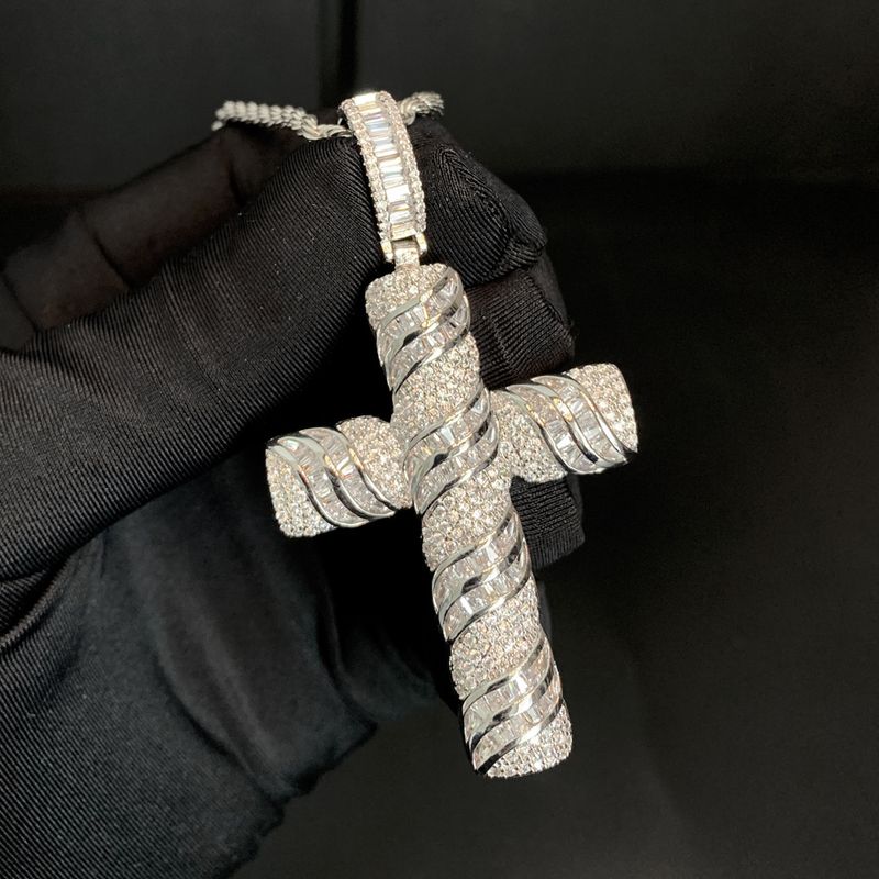 Ins Cross Zircon hänge Fashion Diamond Dubbade Full Diamond mäns hänge halsband_voghion.com