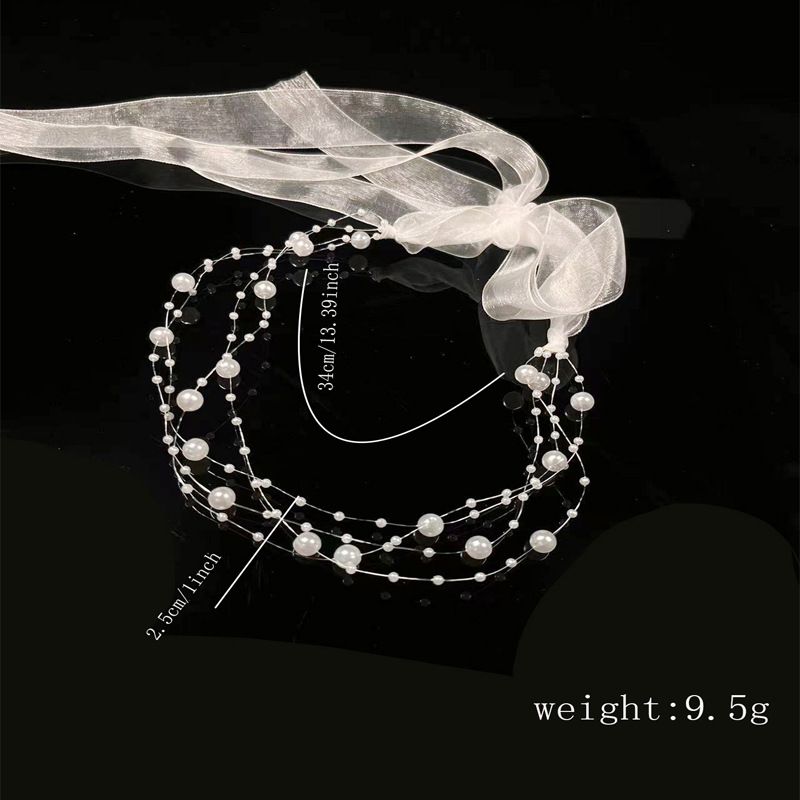 La bellissima e minimalista collana multistrato di perle in stile coreano di Erxun con fascia per capelli trasparente personalizzata_voghion.com