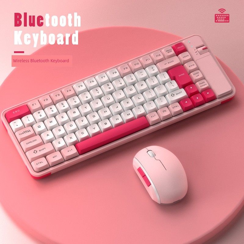 Qw06 Office Entertainment Dual Mode Color Key Mouse Wireless Bluetooth Neutral Keyboard For Girls Good-looking Suit_voghion.com