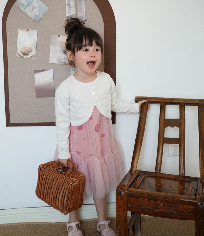 Cardigan en dentelle d'inspiration espagnole pour fille – Cache-maillot en coton léger (100 cm-140 cm, 4 couleurs, col rond)_voghion.com
