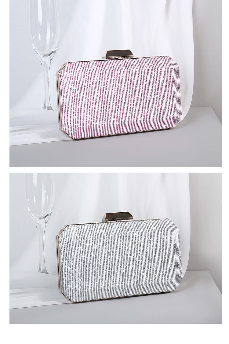 Pochette élégante vintage en polyuréthane avec doublure en satin – Sac de soirée structuré à fermeture à cliquet pour les fêtes et les occasions spéciales (Rouge/Violet/Rose/Argent/Champagne)_voghion.com