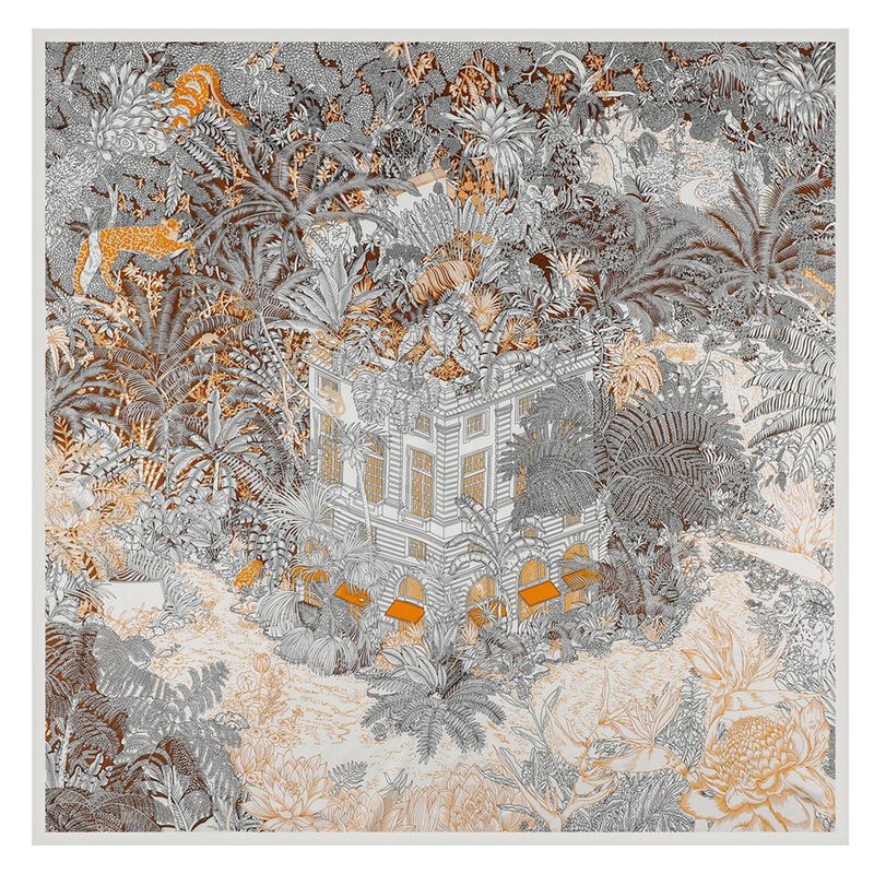 Spring And Autumn New Twill Silk 130cm Women's Large Square Forest Inn Printed Headscarf Sun Protection Shawl Scarf_voghion.com