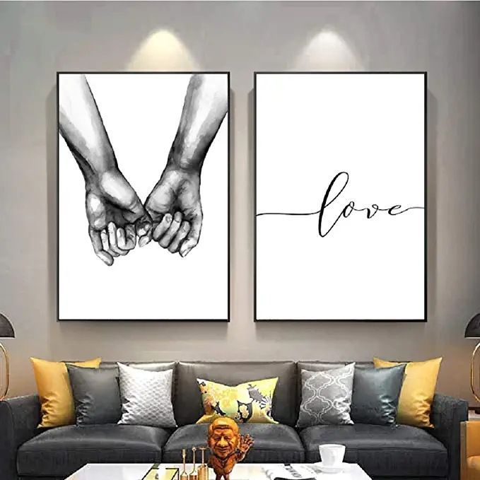 Black And White Sketch Holding Hands Canvas Nordic Art Poster Picture Living Room Home Decoration Painting Core_voghion.com