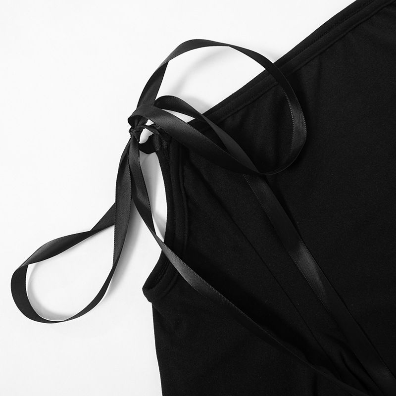 Abito da donna autunno monospalla con colletto obliquo, maniche lunghe, volant e fianchi_voghion.com