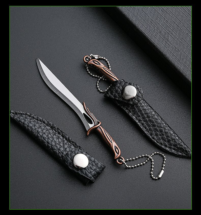 Navaja de bolsillo miniatura con llavero: hoja compacta, no plegable, con mango resistente, ideal para llevar a diario y como regalo._voghion.com