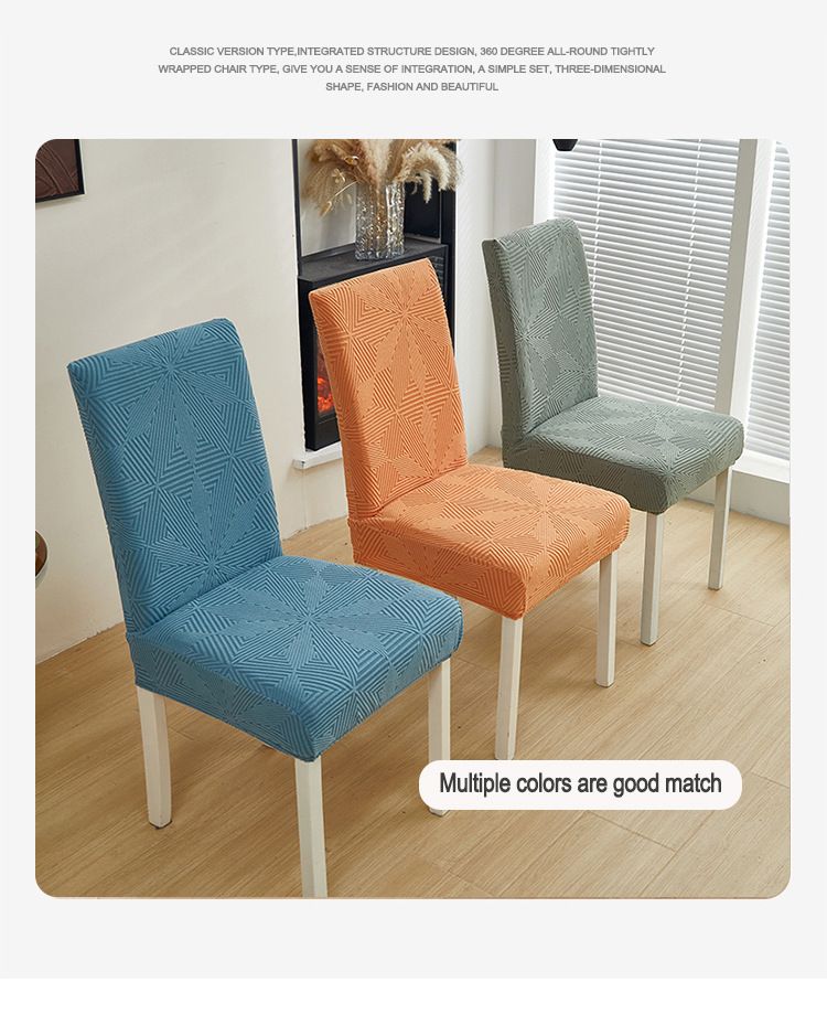 Coprisedie da pranzo in jacquard di alta qualità – Coprisedie a copertura totale per uso domestico e alberghiero (8 colori alla moda, stampa geometrica, antiscivolo, vestibilità universale)_voghion.com