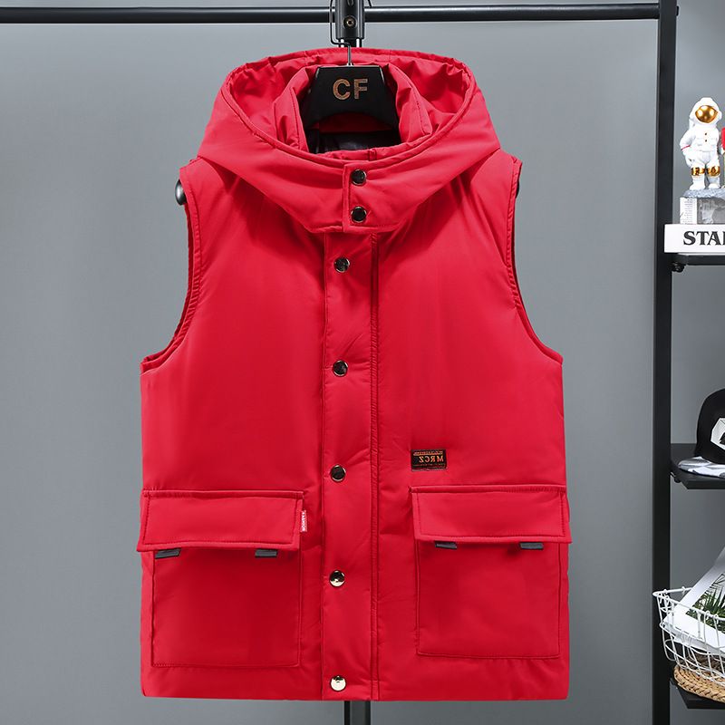 Herrenbekleidung Seidenbaumwolle Baumwollweste mit aufgedrucktem LOGO Herren Steppjacke in Übergröße Arbeitskleidung_voghion.com