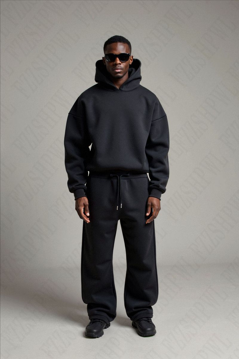 2024 Winter Casual Street Fashion Hoodie Solid Color Loose Sweatshirt Sweatpants_voghion.com