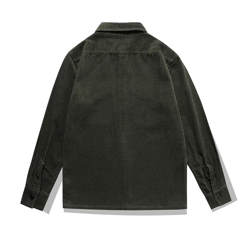 Japanische Retro Casual Herbst Winter Cord Hemd Männer Hohe Qualität Button Up Hemd Männlich Armee Grün Kaffee Langarm-shirt männer_voghion.com