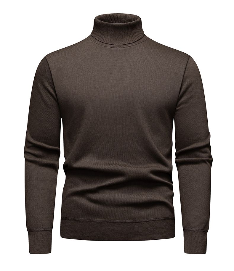 Neuer Einteiler für Herren im Herbst und Winter mit hohem Halsausschnitt, zusätzlichem Samt und dickem Strickpullover, vielseitiger Basispullover_voghion.com