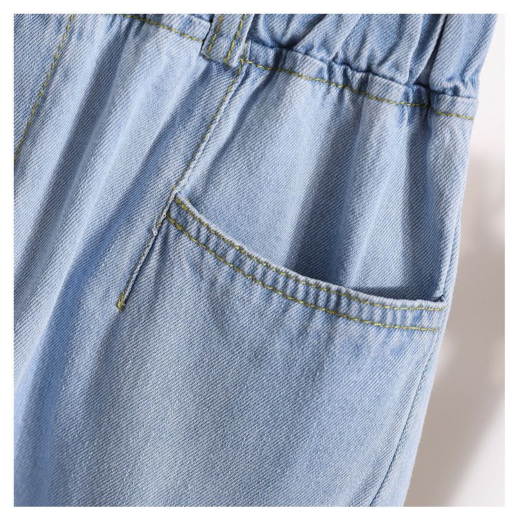 Pantaloncini in denim tencel sottile a linea A, da donna, versatili, larghi, a vita alta, con gamba larga, estate 2025_voghion.com