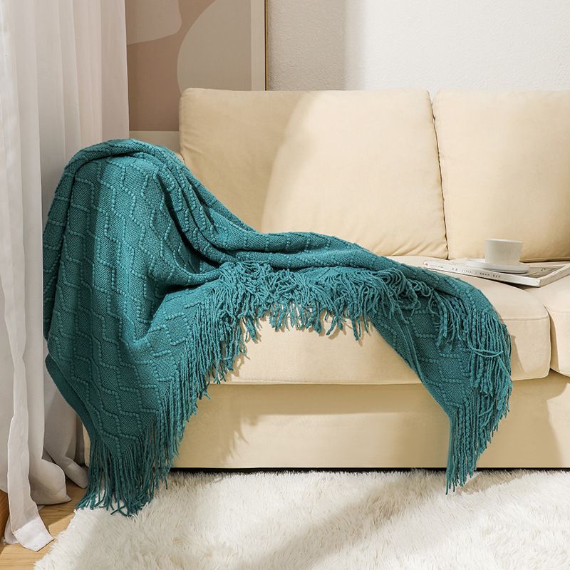INS sofa knitted small diamond air conditioning bed cover nap blanket_voghion.com