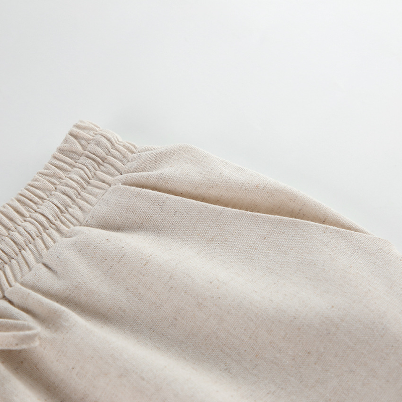Moda feminina ombro almofada sem mangas blusa e calças de duas peças casual moda algodão linho terno_voghion.com