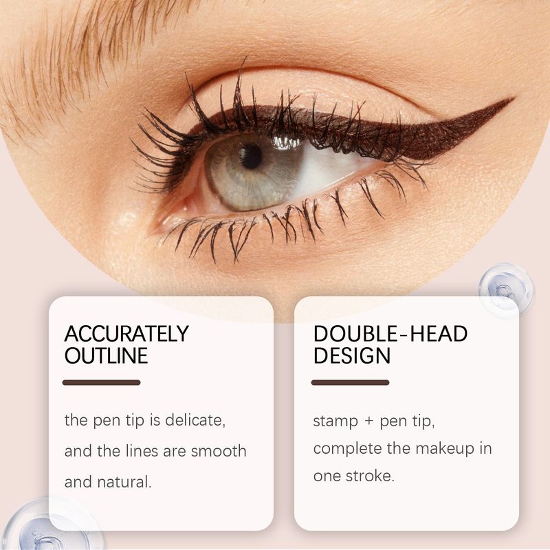 Zephoco Brown Double-Ended Waterproof Stamp Eyeliner Smooth Color Easy To Apply Multi-Occasion Portable Use_voghion.com