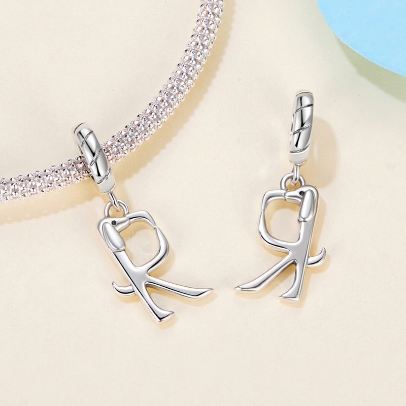 Dackel Buchstabe R Anhänger Charm Sterling Silber Charm, SCC3089-R_voghion.com
