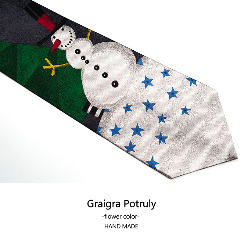 Christmas tie Santa Claus snowflake tie New Year event mulberry silk tie 10 cm silk tie_voghion.com