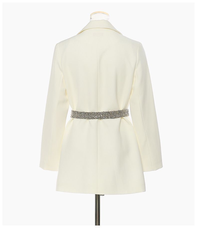 Damenbekleidung Mode Spezialmaterial Auffällige mittellange Anzugjacke_voghion.com