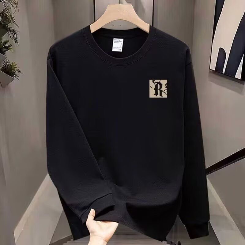 Round Neck Printed Sweatshirt For Men, Autumn And Winter Base Shirt, Loose Inner Layer, Long Sleeved Jacket_voghion.com
