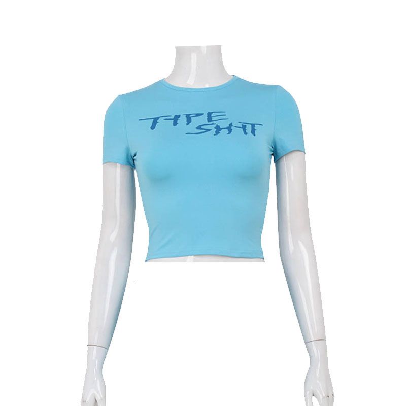 New American Spicy Girl Letter Printed Crop Top, Tight Fitting Hip Hugging Pants Skirt, Fashionable And Pure Desire_voghion.com