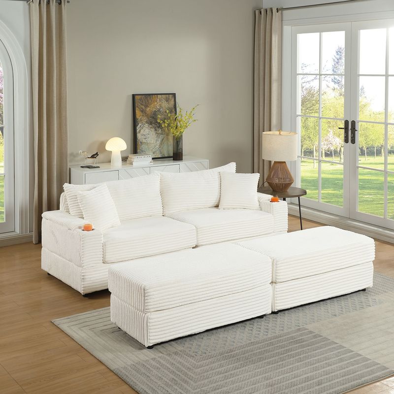 sofa With 2 Toss Pillows And A Ottoman ,Comfy Sofa- Deep Seat Couch For Living Room_voghion.com