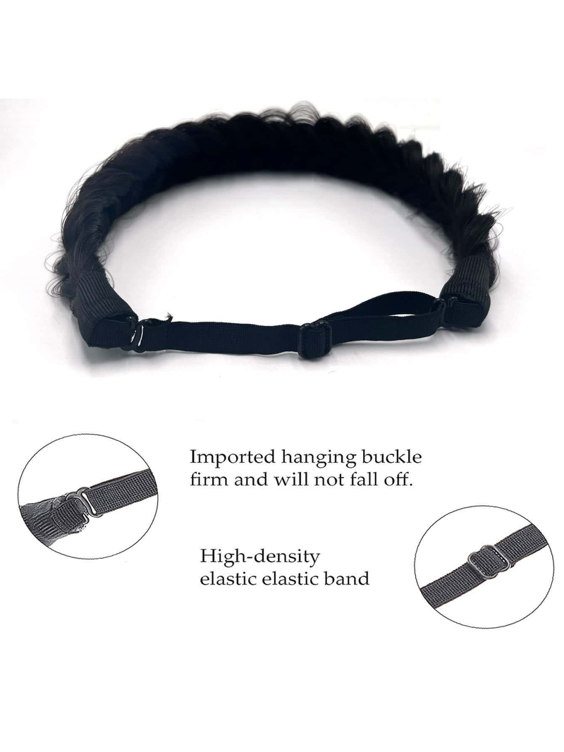 1 gab. tīras, ar rokām adītas bizes parūka, sintētiskas bizes, savītas, elastīgas ar regulējamu jostu, pītas galvas saites, matu pieaudzējums_voghion.com