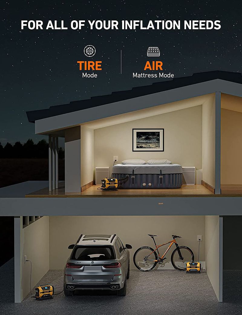 Pompa powietrza do samochodu AC/DC Pompa powietrza AC 110-230 V Pompa powietrza DC 12 V Podwójne zasilanie Pompa powietrza do samochodu_voghion.com