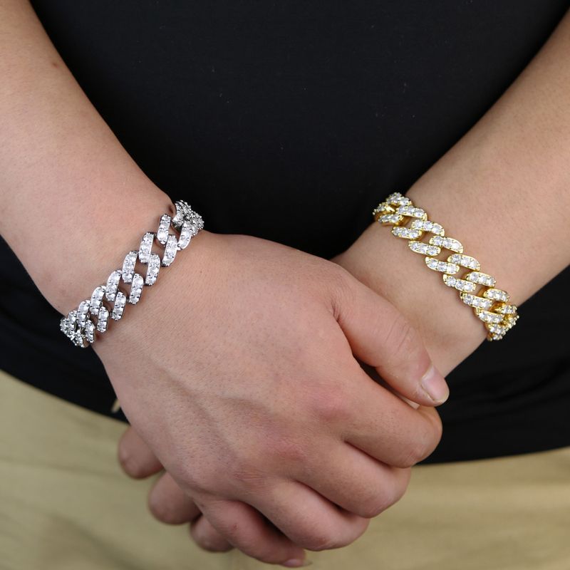 Bijuterii bărbătești 15mm un singur rând zircon cubanez lanț bărbați moda hip hop accesorii hip hop brățară_voghion.com