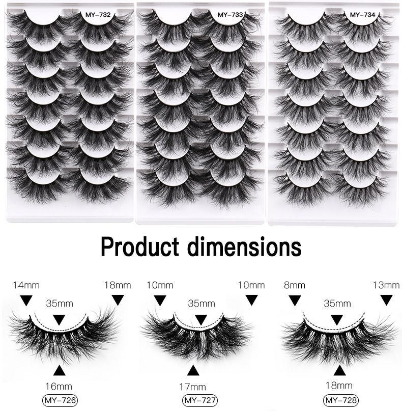 Set di extension per ciglia, ciglia finte con capelli fritti, ciglia finte spesse e spesse, ciglia finte tridimensionali multistrato._voghion.com