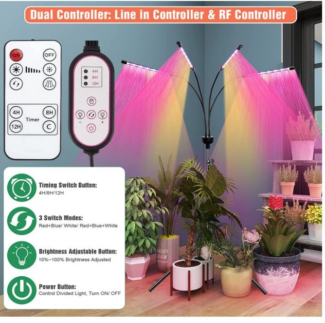LED Reverse Folding Bracket Plant Full Spectrum Timing Plant Growth Lamp Aquarium Fish Tank Landscaping Seedling Fill Light_voghion.com