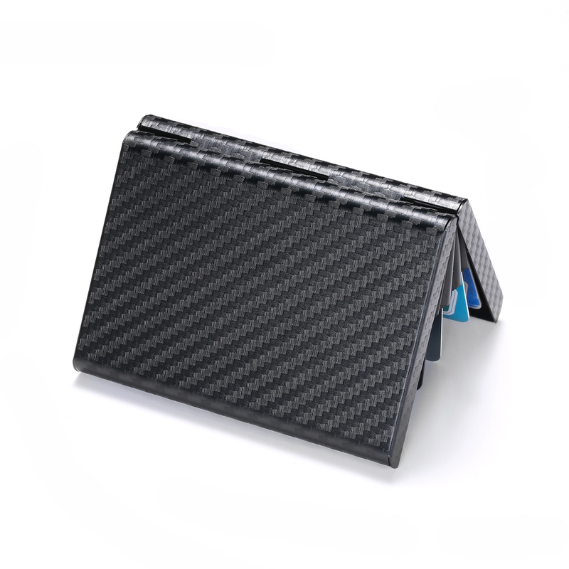 Bycobecy Custom Carbon Fiber Card Holder Metal Plastic NFC Wallet Passport Holder Document Organizer RFID Slim Wallets_voghion.com