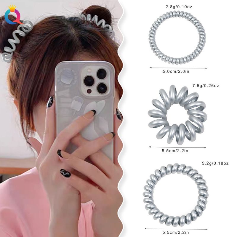 Elastici per capelli a spirale minimalisti - Elastici per capelli ad alta elasticità e anti-ammaccatura per donna (elastici per capelli alla moda con cordino telefonico, elastici per coda di cavallo senza cuciture)_voghion.com