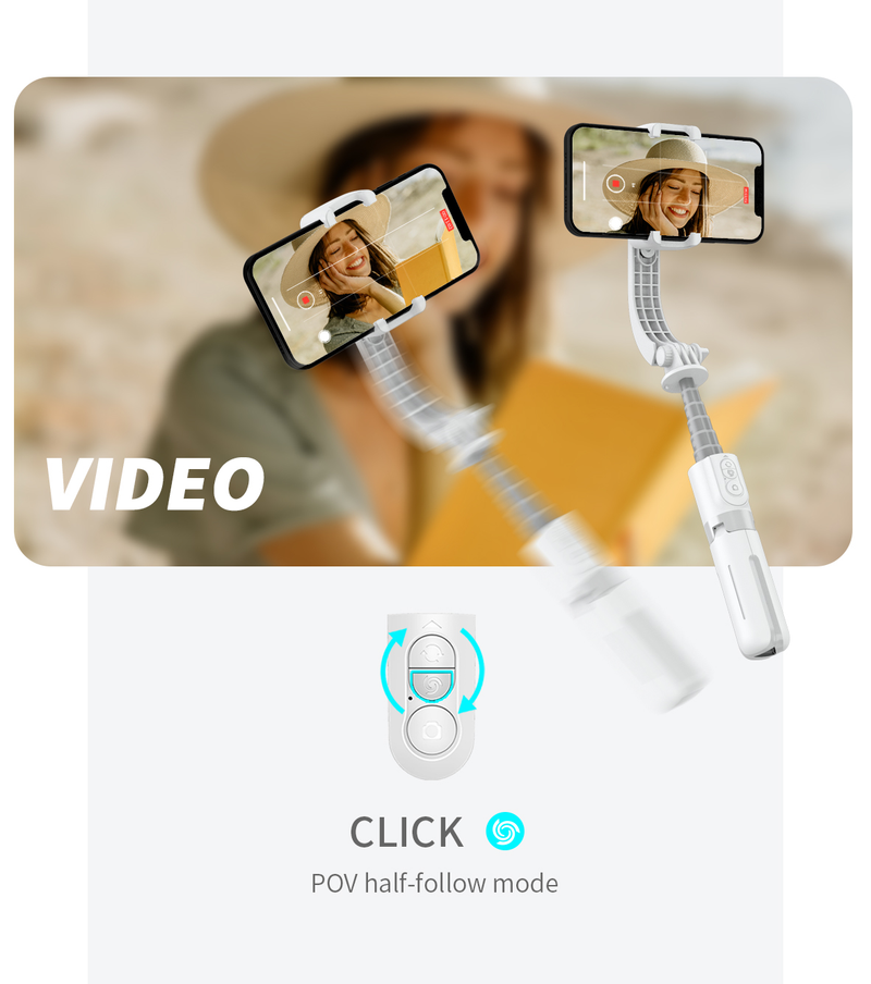 Universalledstabilisator med expanderbar trådlös selfiestick och stativ multifunktionell fjärrkontroll för_voghion.com