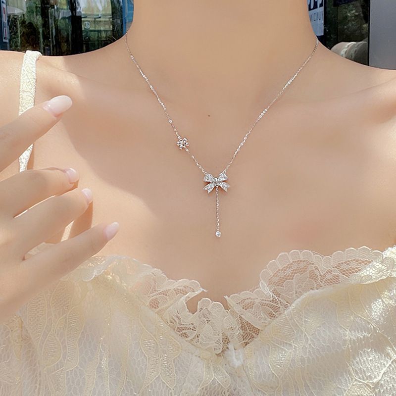 Collana con fiocco per donna Collana con ciondolo con fiocco alla moda Regalo di gioielli per donne e ragazze_voghion.com