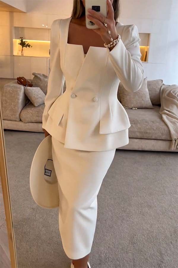 Vêtements pour femmes automne et hiver nouveau costume deux pièces à manches longues avec poche pour les déplacements INS costume deux pièces décontracté et ample pour les fêtes_voghion.com