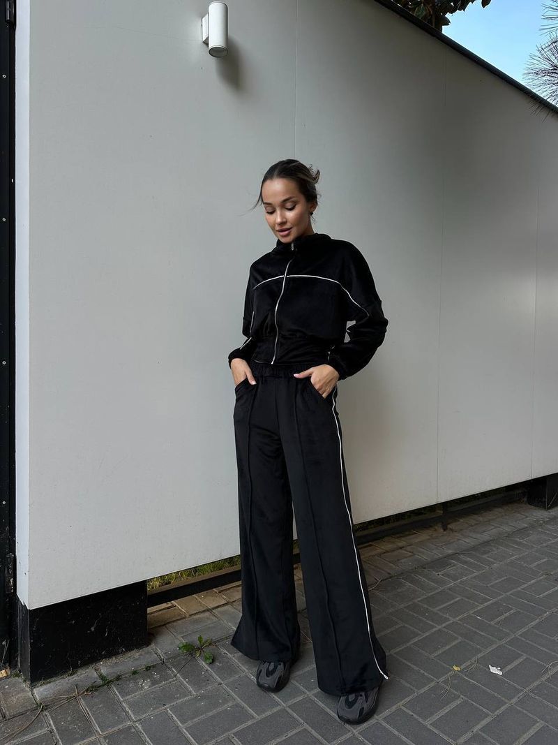 Completo autunno/inverno da donna con felpa con cappuccio e pantaloni a righe - Felpa con zip a maniche lunghe e pantaloni della tuta casual, completo trendy in due pezzi (S/M/L/XL)_voghion.com