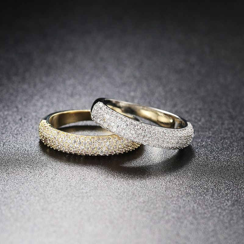 Mode vijf rijen diamanten dames ring in stijl zirkoon micro ingelegde vergulde veelzijdige ring_voghion.com
