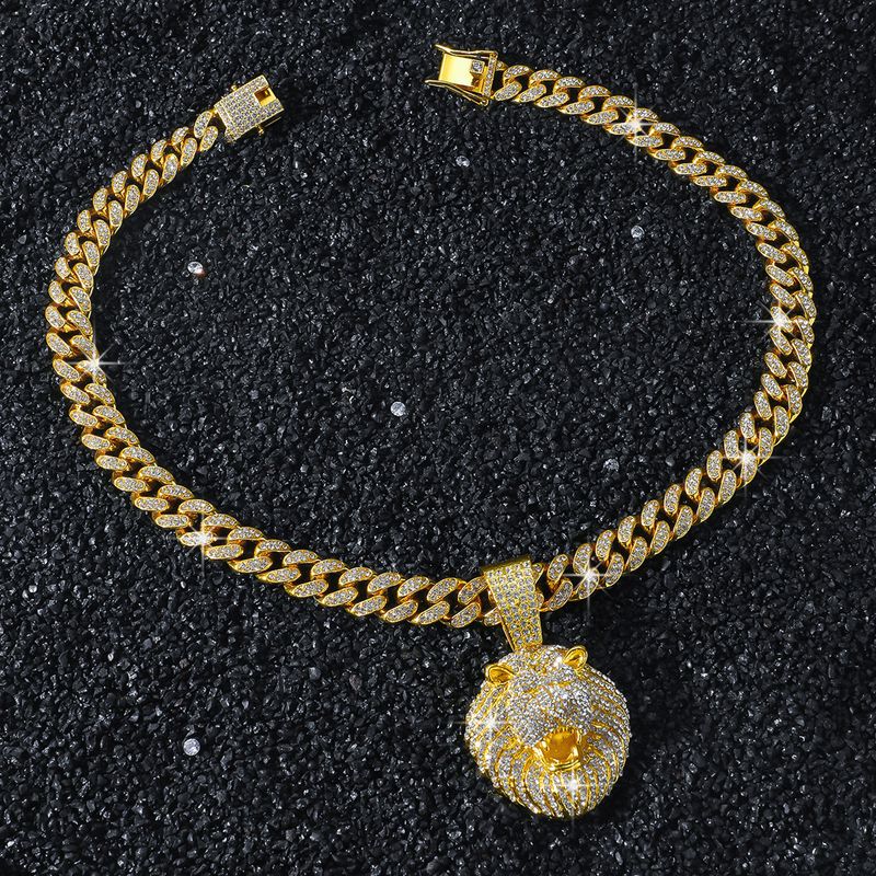 European And American New Men's Chain Hip-hop Style Personalized Animal Lion Pendant Necklace_voghion.com