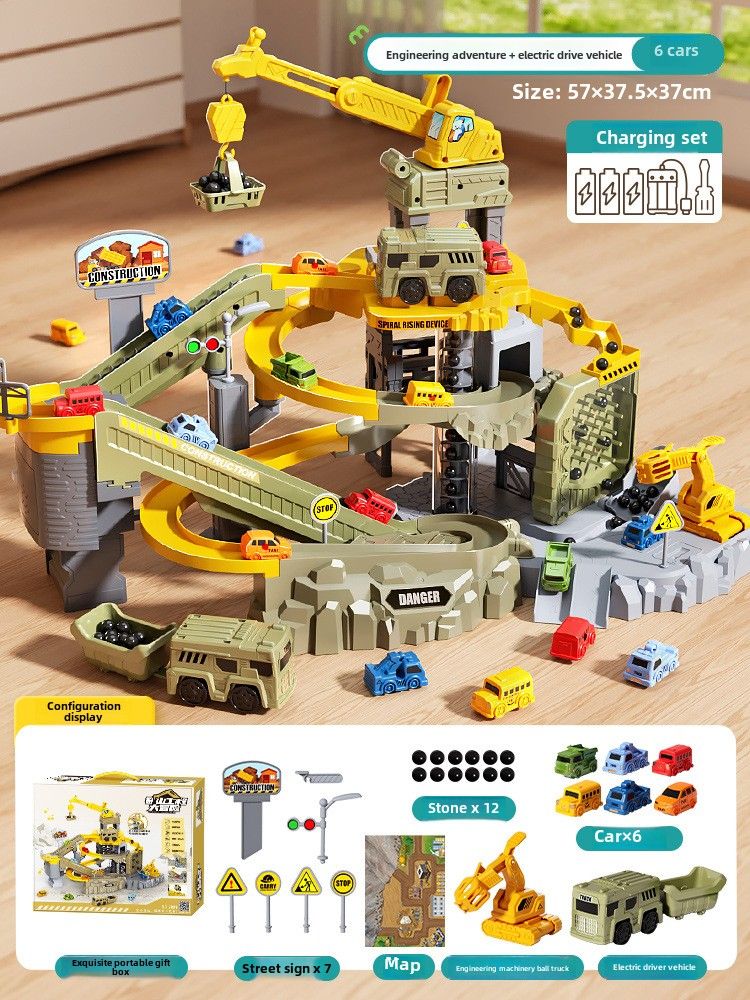 Children's Engineering Railcar Coasting Small Train Parking Lot 3-year-old Boy Toy Puzzle Car Big Adventure_voghion.com