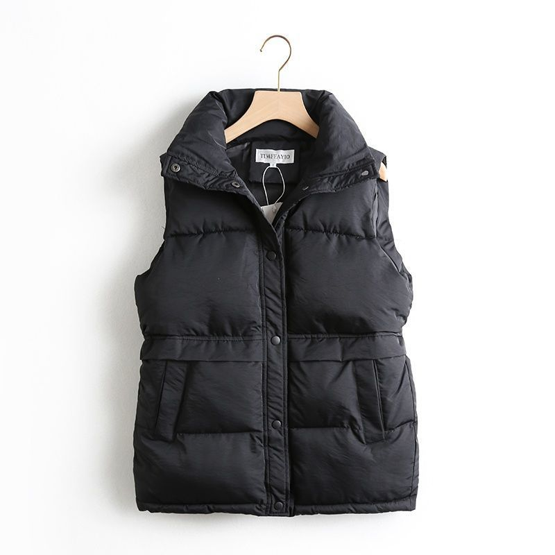 Ropa de mujer Chaleco de algodón para mujer, ropa exterior, abrigo corto de algodón de nuevo estilo para otoño e invierno, chaqueta suelta y versátil, chaleco de cuello alto_voghion.com
