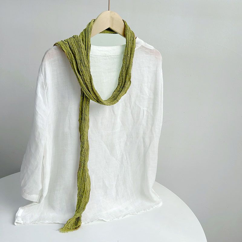 Sciarpa lunga e stretta in seta Ramie plissettata, versatile e scaldacollo Mori Girl_voghion.com