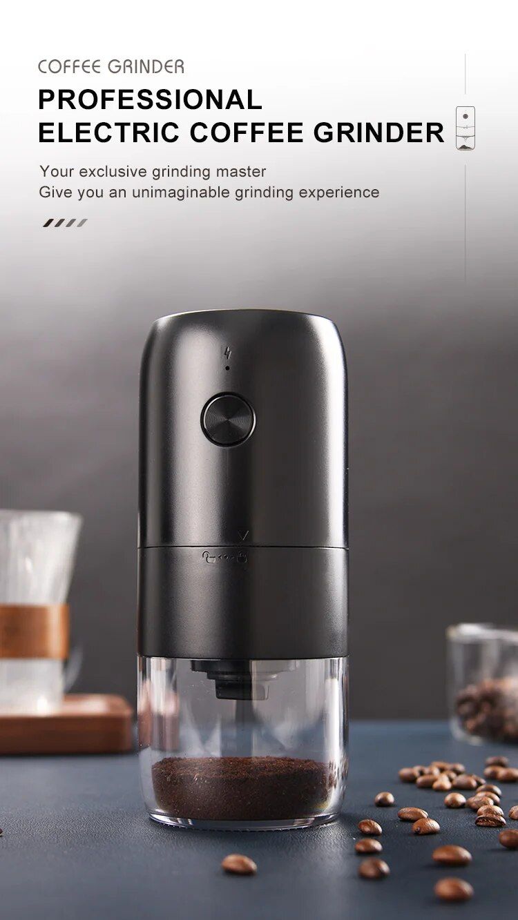 Elektrisk kaffekvarn USB Type-C Laddning Mini kaffekvarn Espresso Kryddkvarn för Droppkaffe Kök_voghion.com