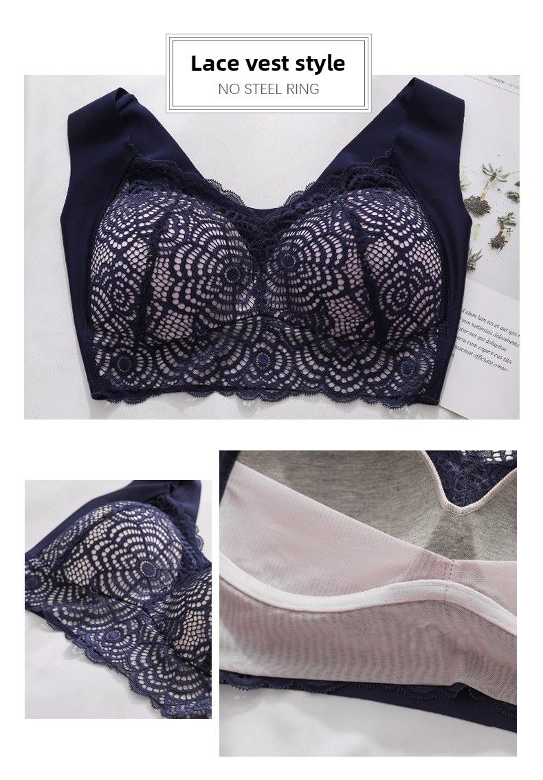 Large Size And Comfortable Choice: Lace Underwire Bra, Vest Style To Assist In Sports And Sleep--52/120D_voghion.com